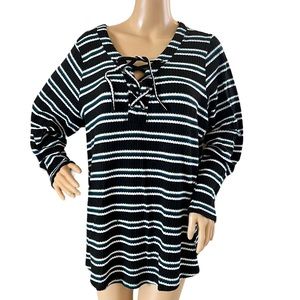 Torrid Black Green Striped Top
